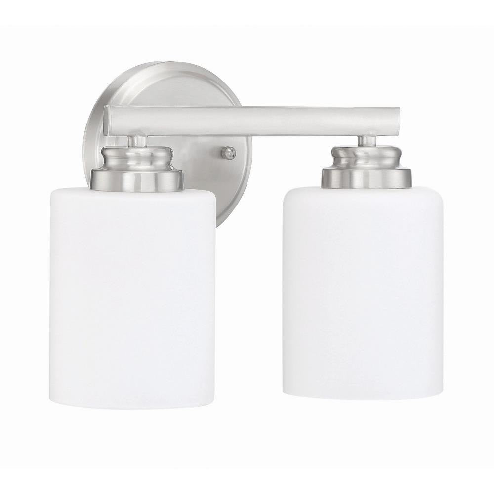 Luminaire Craftmade applique murale Neighborhood Bolden à 2 lampes en nickel poli brossé, verre givré blanc 50502-BNK Kmo Électrique