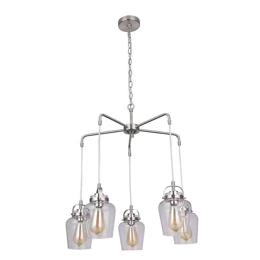 Luminaire Craftmade Lustre Trystan à 5 lumières en nickel poli brossé 53525-BNK Kmo Électrique
