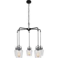 Luminaire Craftmade plafonnier lustre noir mat Neighborhood Trystan à 5 lumières 53525-FB Kmo Électrique