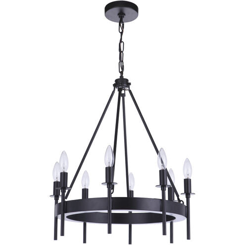 Luminaire Craftmade Plafonnier Larsson 8 lumières 20 pouces noir mat 54328-FB Kmo Électrique