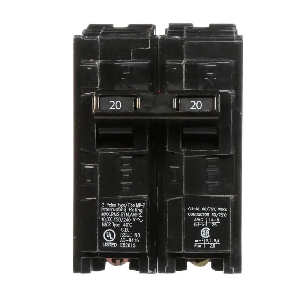 Disjoncteur enfichable Clip-On bipolaire 20A 2 pôles Siemens SIEQ220 Kmo Électrique