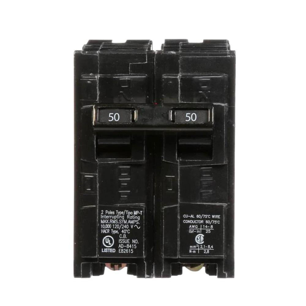 Disjoncteur enfichable Clip-On bipolaire 50A 2 pôles Siemens SIEQ250 Kmo Électrique
