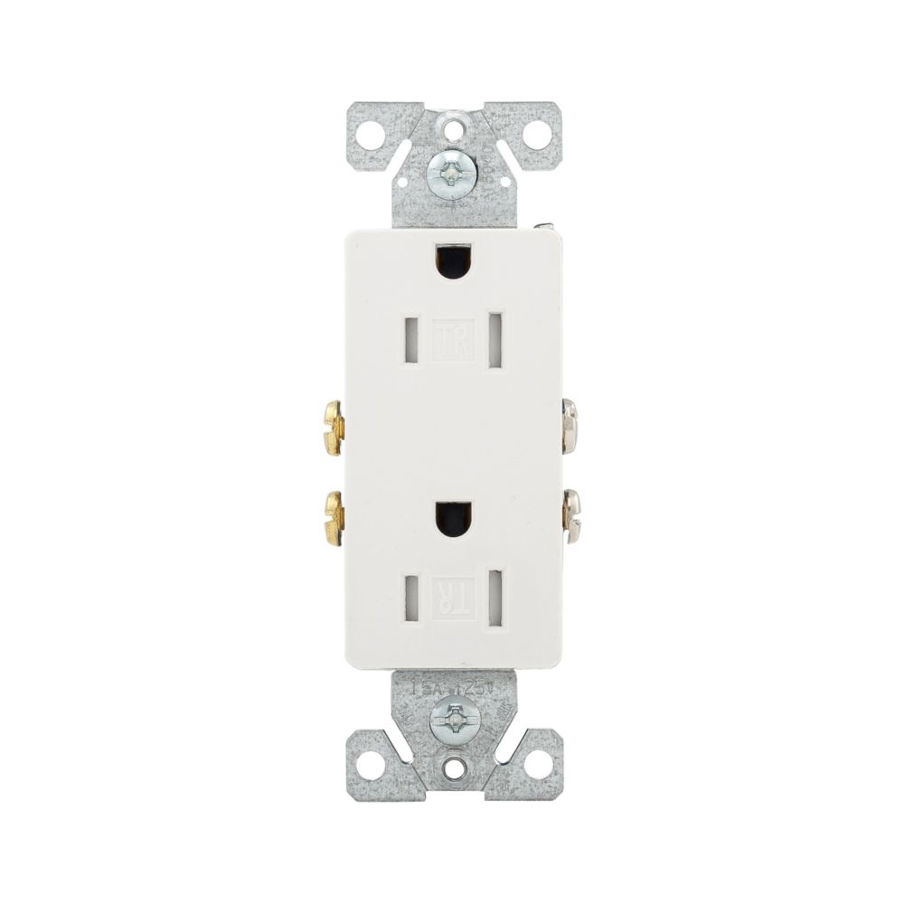 Prise décora double Eaton 15A 2P 3F 125V BLANC TR1107W Kmo Électrique
