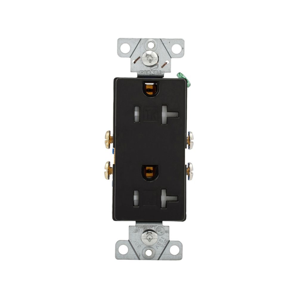 Prise Eaton 20A Decora Noir TR TR1307BK Kmo Électrique