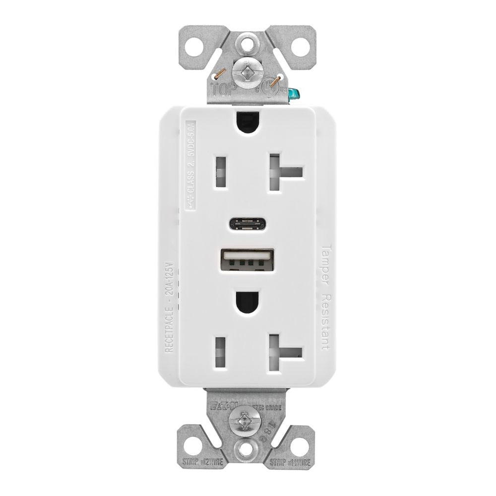 Prise USB et USB-C Eaton 20A TR TRUSBAC20W Kmo Électrique