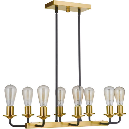 Luminaire Craftmade Plafonnier Neighborhood Randolph à 8 lampes, 76 cm, noir mat/laiton satiné, collection Neighborhood 50378-FBSB Kmo Électrique