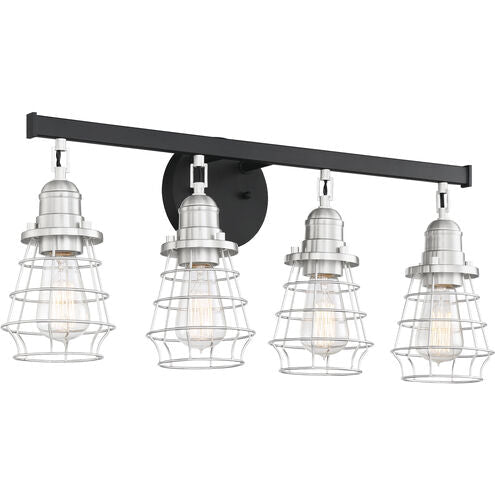 Luminaire Craftmade applique murale de courtoisie Neighborhood Thatcher à 4 lampes noir mat/nickel poli brossé 50604-FBBNK Kmo Électrique