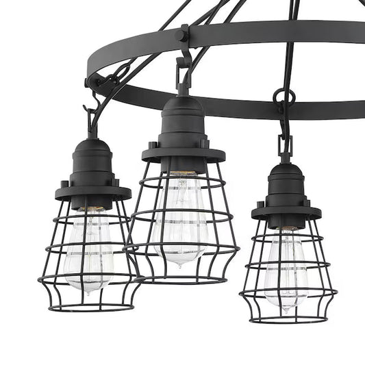 Luminaire Craftmade plafonnier noir mat à 5 lumières Thatcher. collection Neighborhood 50625-FB Kmo Électrique