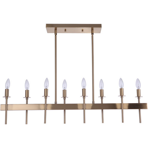 Luminaire Craftmade Plafonnier Larsson 8 lumières 38 pouces en laiton satiné 54378-SB Kmo Électrique