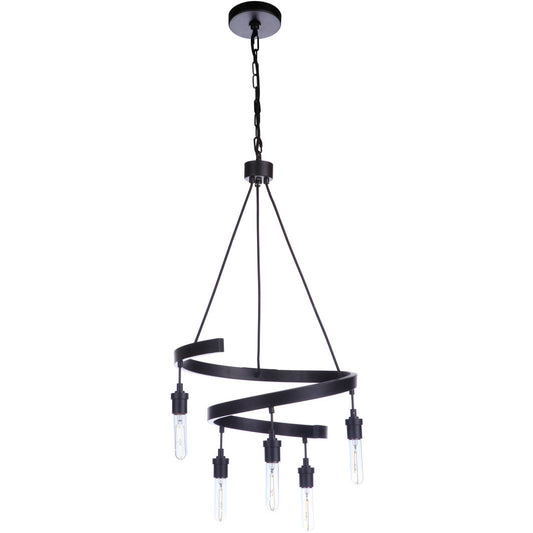 Luminaire Craftmade Plafonnier noir mat Tranquil à 5 lumières de 17 pouces 55425-FB Kmo Électrique