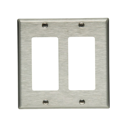 Plaque 2G Eaton Décora inox 93402