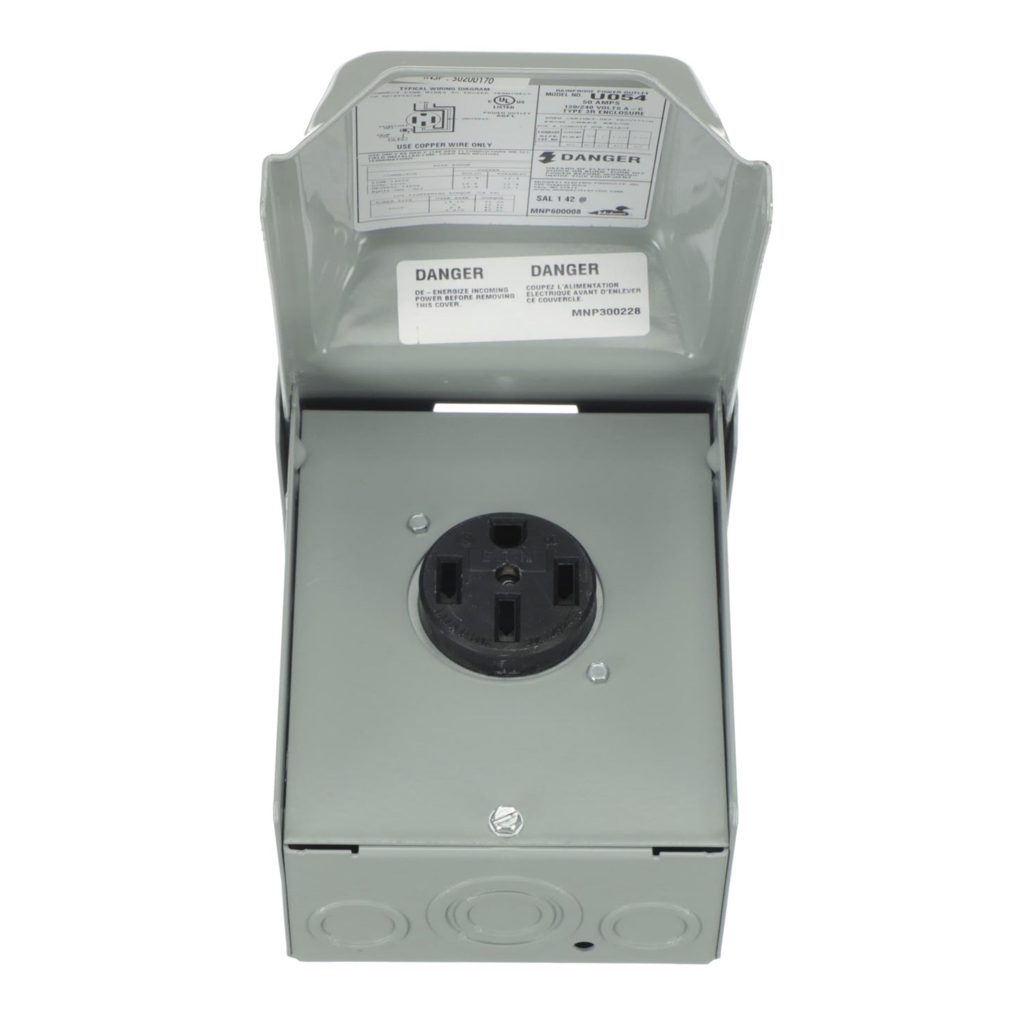 Boîtier prise extérieur 50A, 120/240V ABB-U054 Kmo Électrique