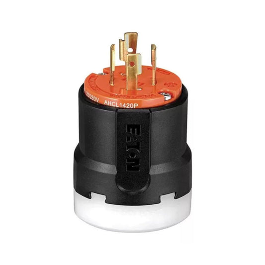 Fiche verrouillable Eaton 20A 3P 4PH 4F 125/250V ORANGE/NOIR AHCL1420P