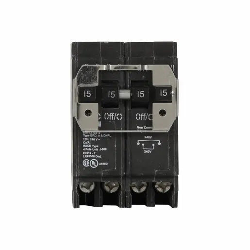 Disjoncteur 40A 2 pôles combiné 15A (2x) Eaton type BR EATDNPL154015 Kmo Électrique