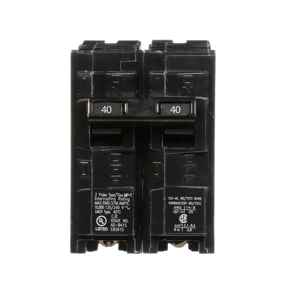 Disjoncteur enfichable Clip-On bipolaire 40A 2 pôles Siemens SIEQ240 Kmo Électrique