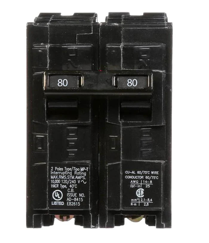 Disjoncteur enfichable Clip-On bipolaire 80A 2 pôles Siemens SIEQ280 Kmo Électrique
